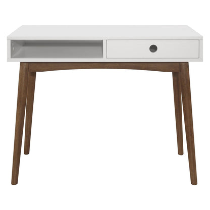 Bradenton 1-drawer Writing Desk White and Walnut 801931