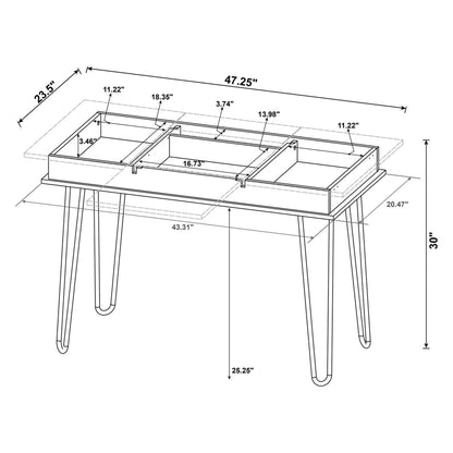 Sheeran Writing Desk with 4 Hidden Storages Rustic Amber 802011