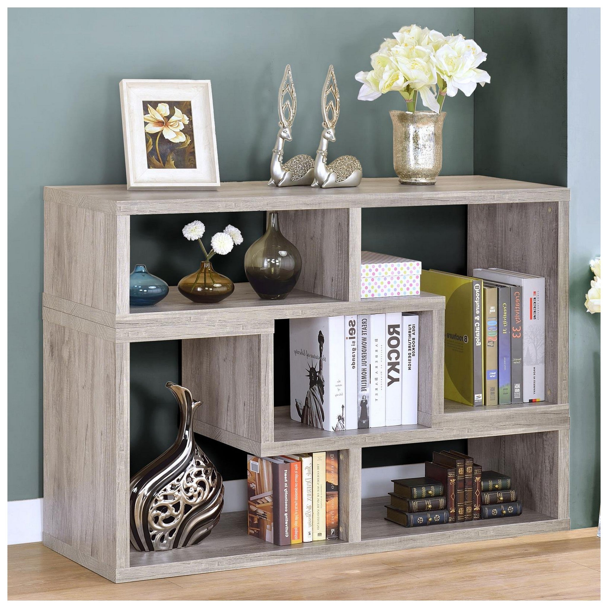 Velma Convertable Bookcase and TV Console Grey Driftwood 802330