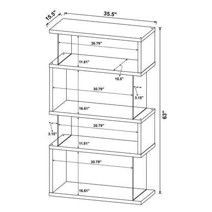 Emelle 4-shelf Bookcase with Glass Panels 802339