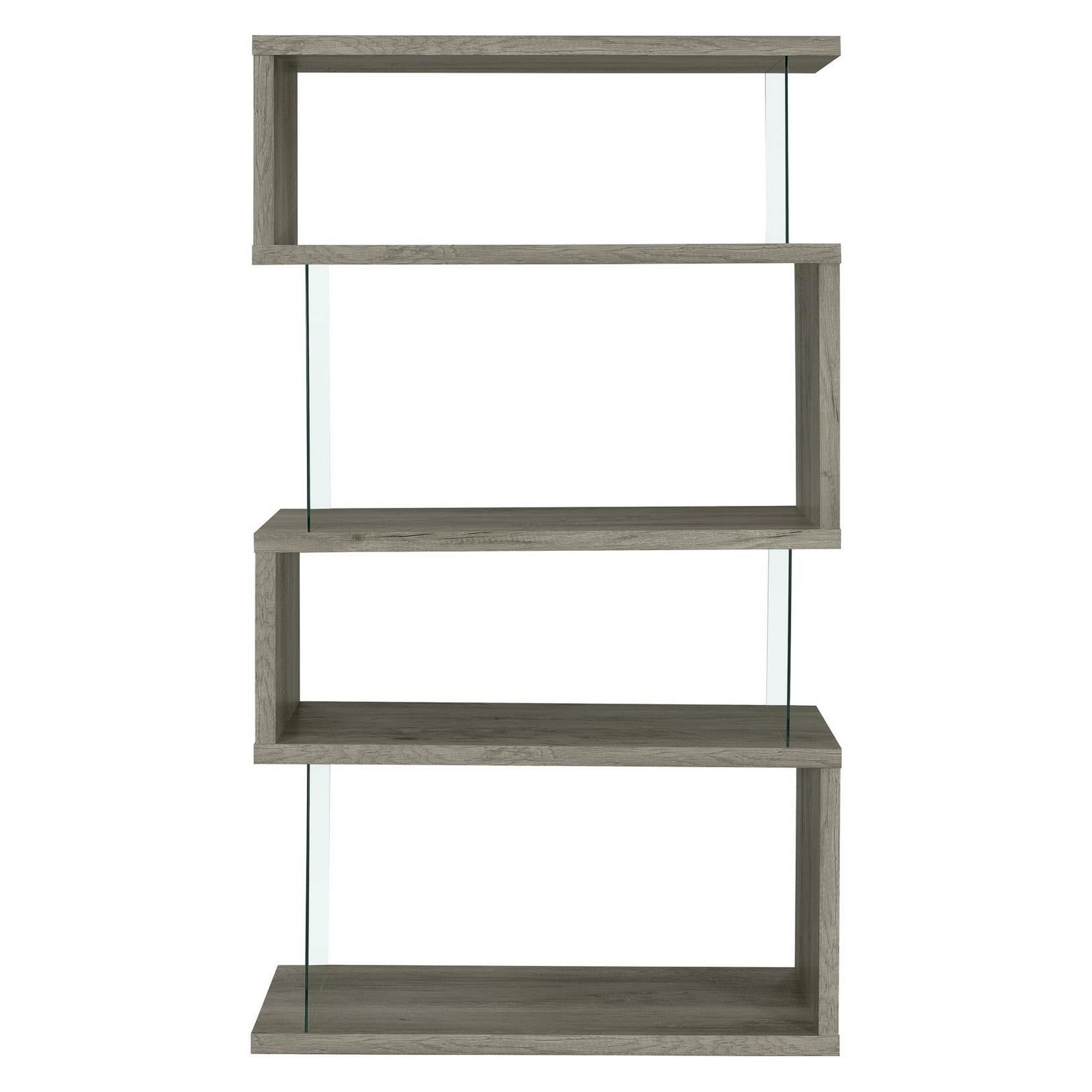 Emelle 4-shelf Bookcase with Glass Panels 802340