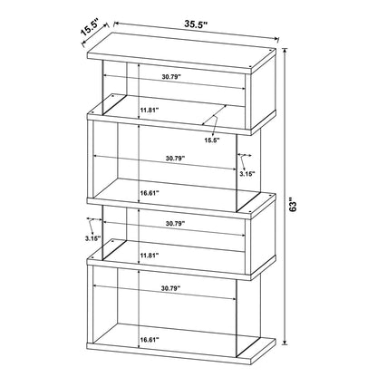 Emelle 4-shelf Bookcase with Glass Panels 802340