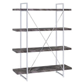 Grimma 4-shelf Bookcase Rustic Grey Herringbone 802613