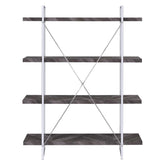 Grimma 4-shelf Bookcase Rustic Grey Herringbone 802613