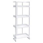 Ember 4-shelf Bookcase White High Gloss and Chrome 803402