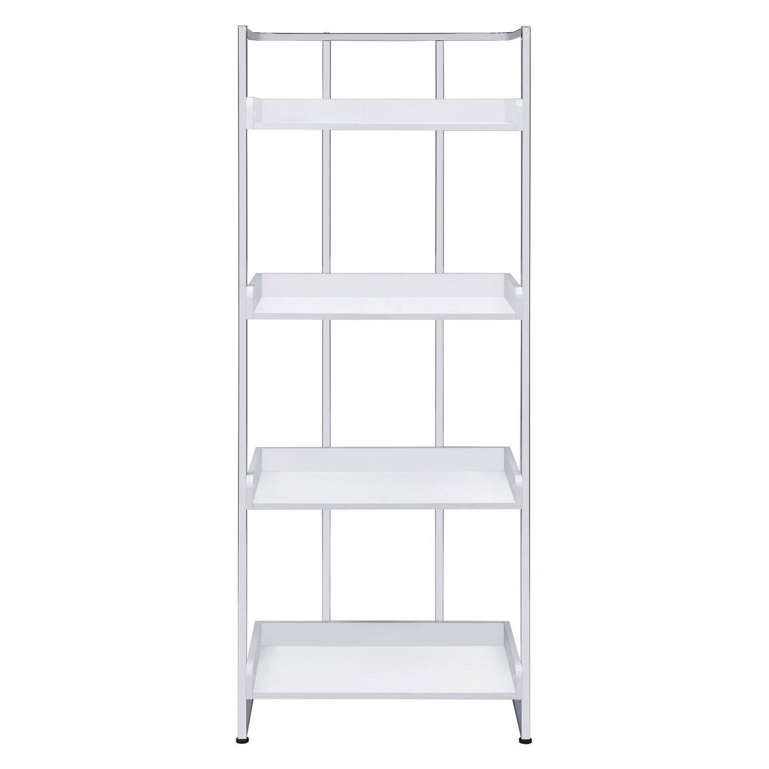 Ember 4-shelf Bookcase White High Gloss and Chrome 803402