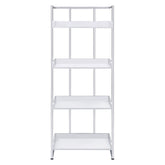 Ember 4-shelf Bookcase White High Gloss and Chrome 803402