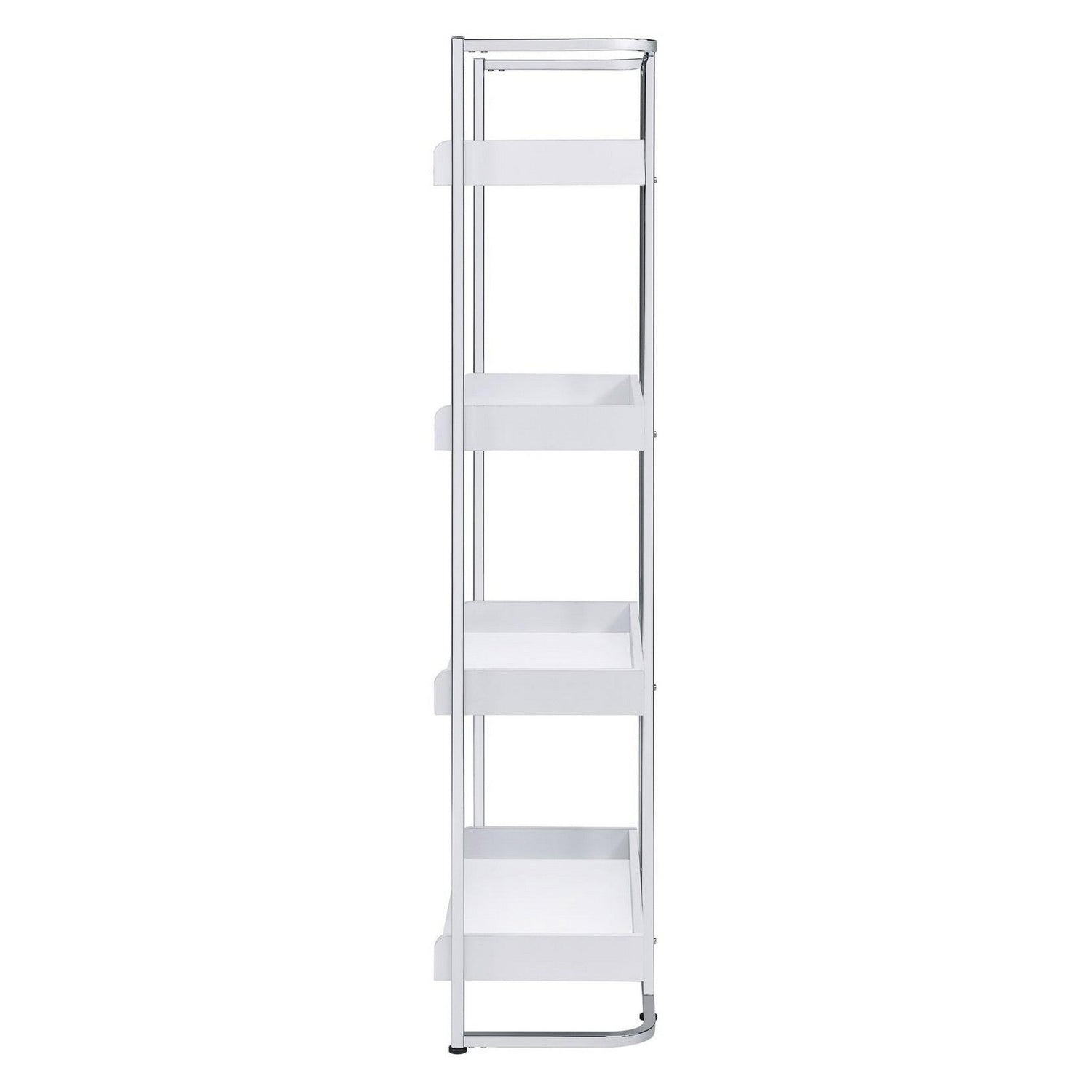 Ember 4-shelf Bookcase White High Gloss and Chrome 803402