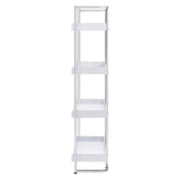 Ember 4-shelf Bookcase White High Gloss and Chrome 803402