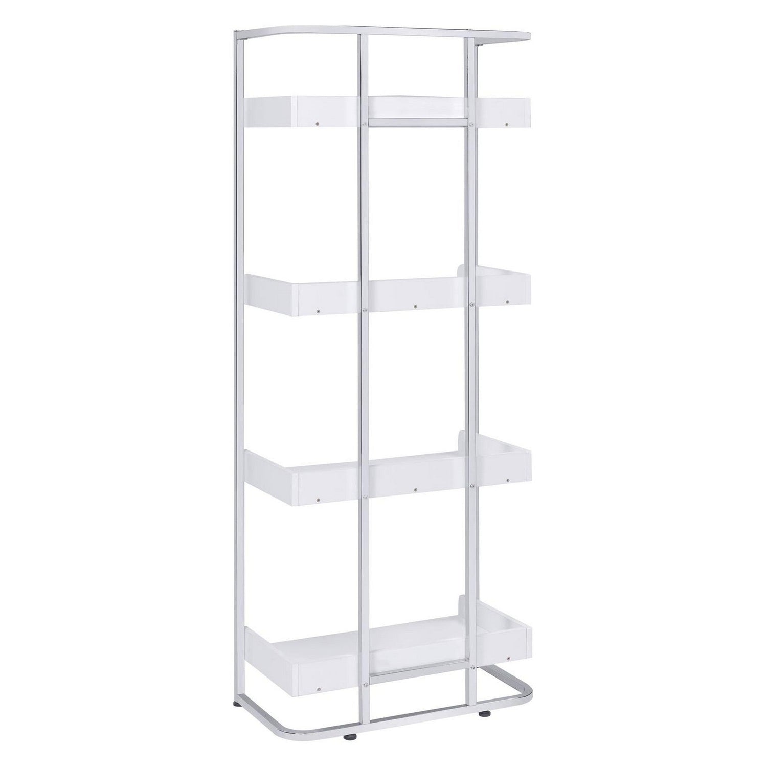 Ember 4-shelf Bookcase White High Gloss and Chrome 803402