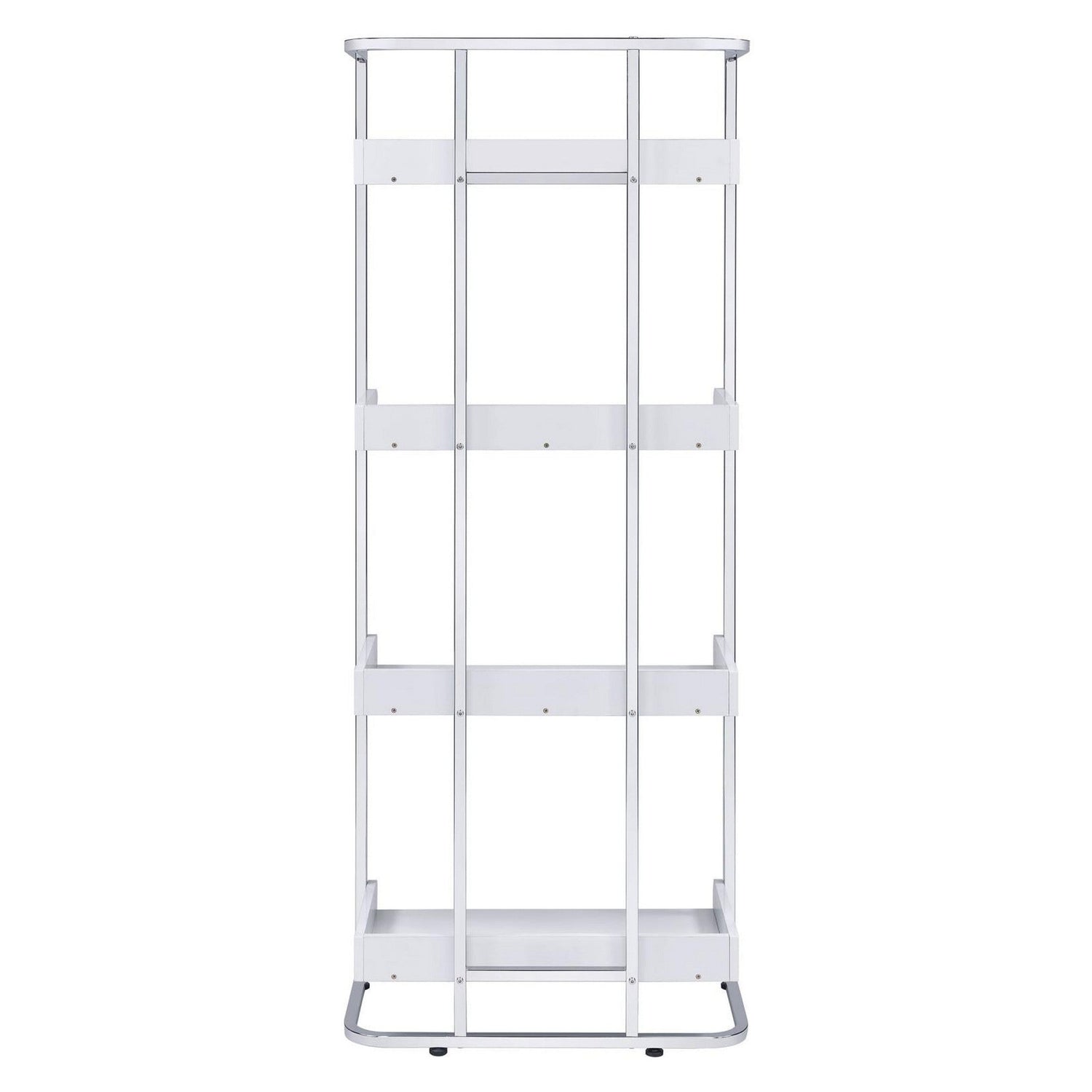 Ember 4-shelf Bookcase White High Gloss and Chrome 803402