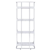 Ember 4-shelf Bookcase White High Gloss and Chrome 803402