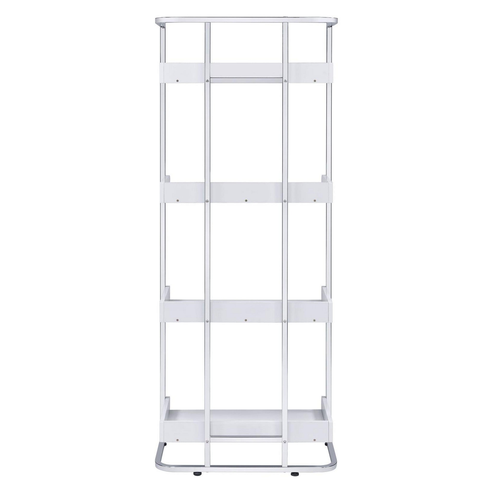 Ember 4-shelf Bookcase White High Gloss and Chrome 803402