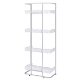 Ember 4-shelf Bookcase White High Gloss and Chrome 803402