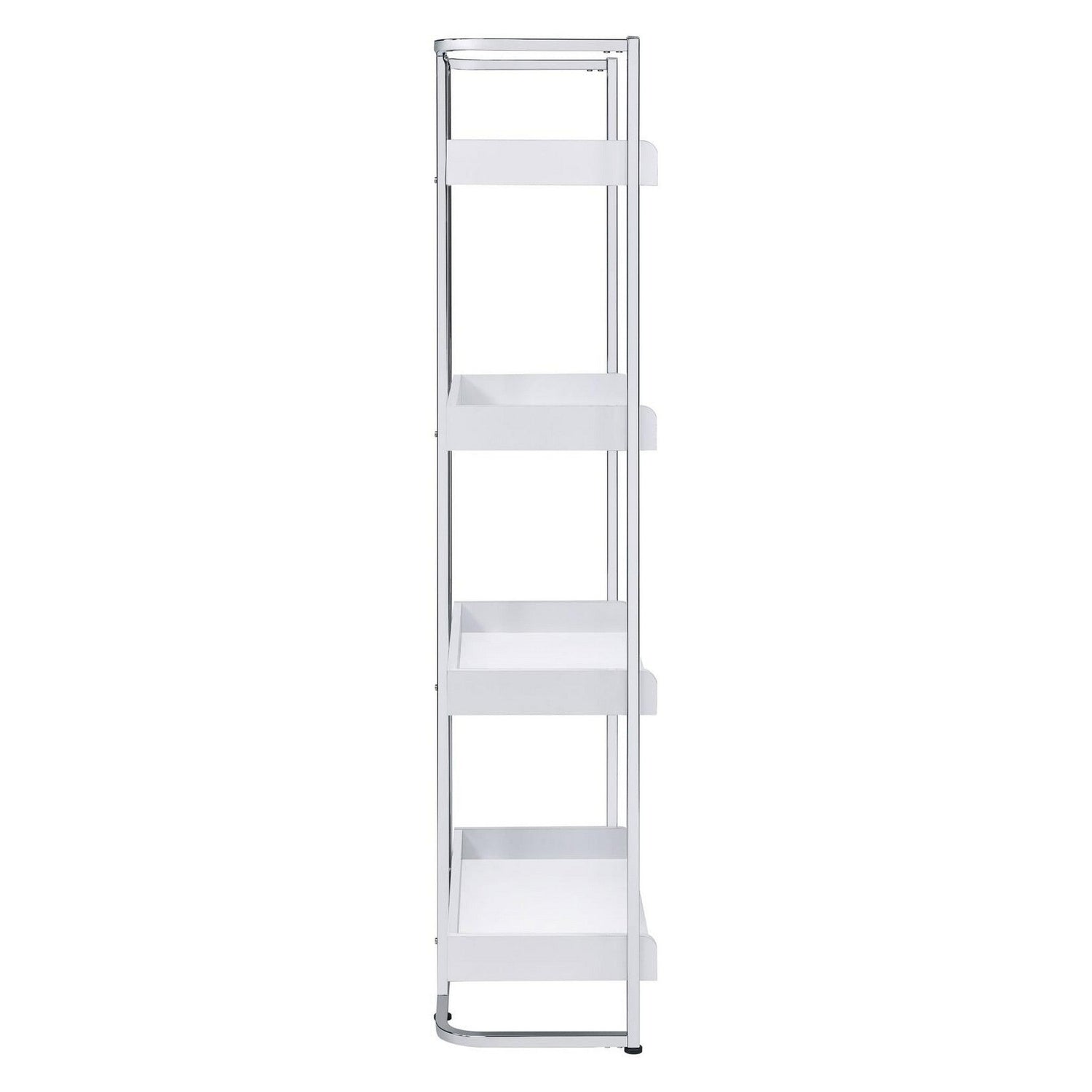 Ember 4-shelf Bookcase White High Gloss and Chrome 803402