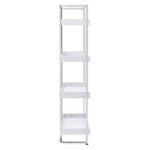 Ember 4-shelf Bookcase White High Gloss and Chrome 803402