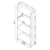 Ember 4-shelf Bookcase White High Gloss and Chrome 803402