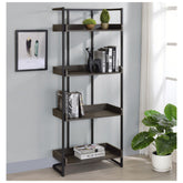 Ember 4-shelf Bookcase Dark Oak and Sandy Black 803412