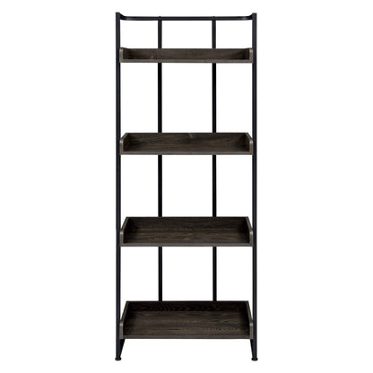 Ember 4-shelf Bookcase Dark Oak and Sandy Black 803412