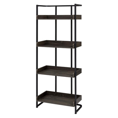 Ember 4-shelf Bookcase Dark Oak and Sandy Black 803412