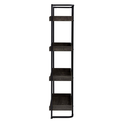 Ember 4-shelf Bookcase Dark Oak and Sandy Black 803412