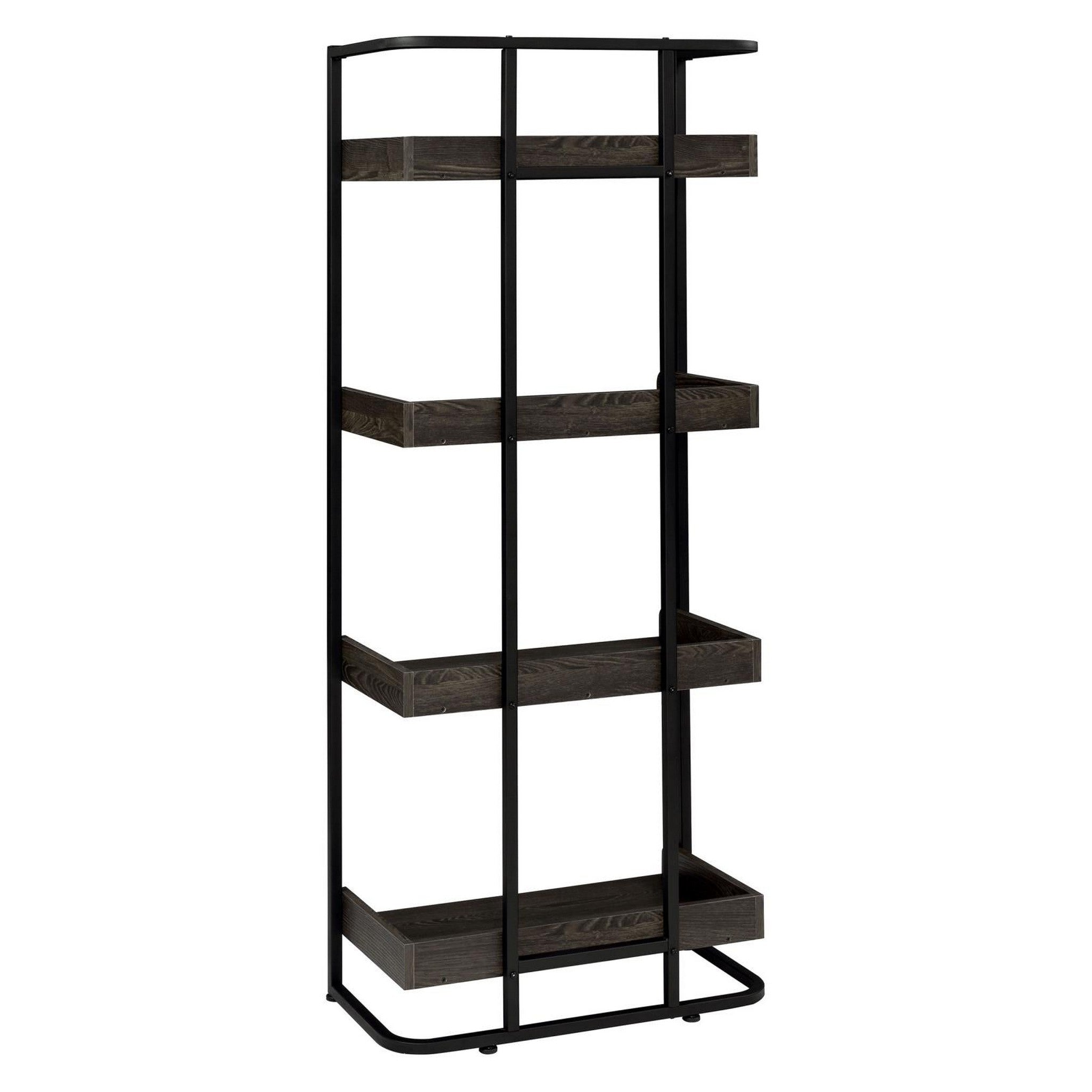 Ember 4-shelf Bookcase Dark Oak and Sandy Black 803412