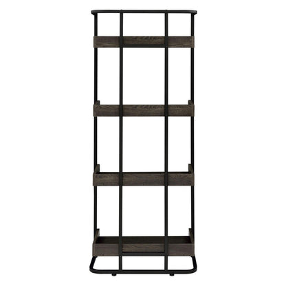 Ember 4-shelf Bookcase Dark Oak and Sandy Black 803412