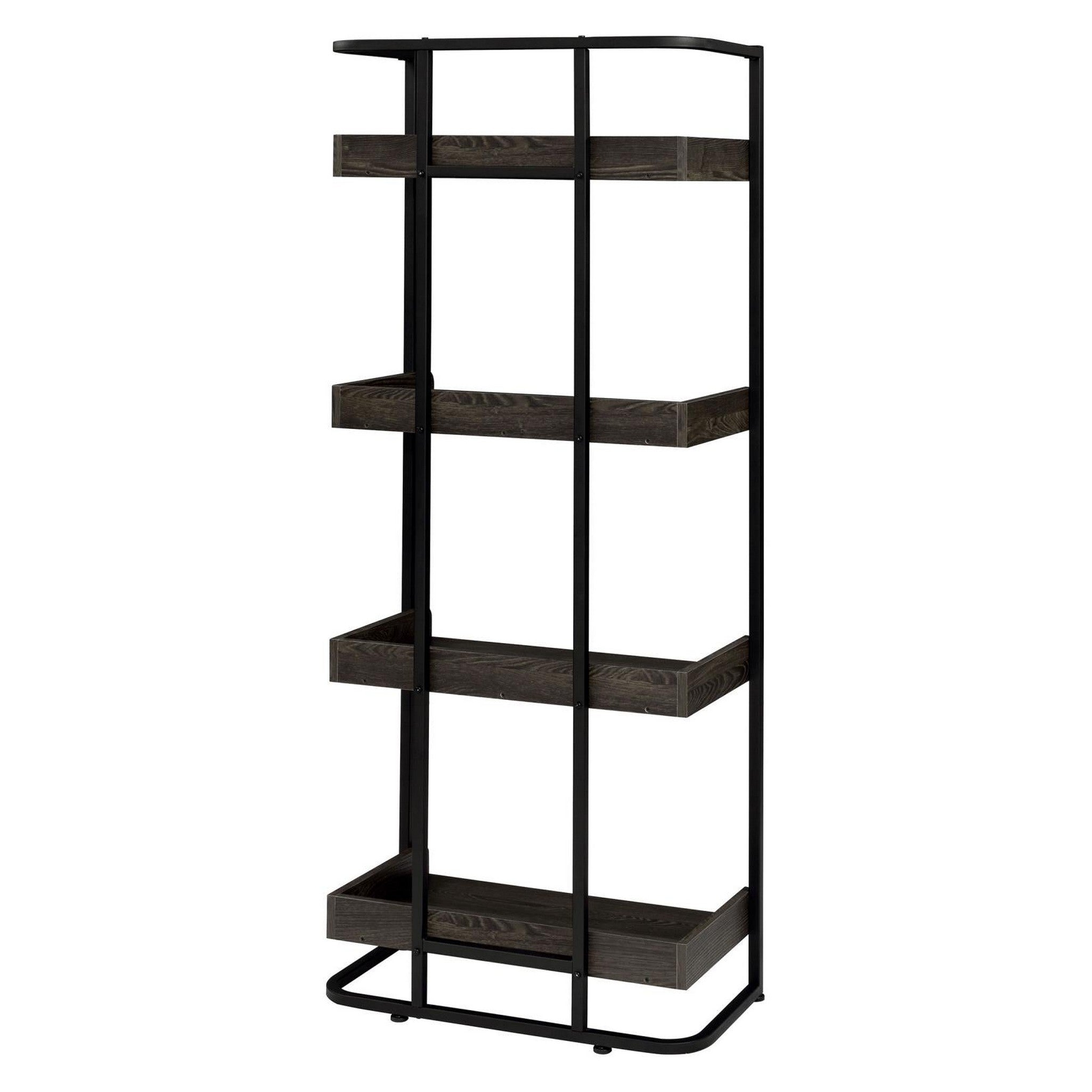 Ember 4-shelf Bookcase Dark Oak and Sandy Black 803412