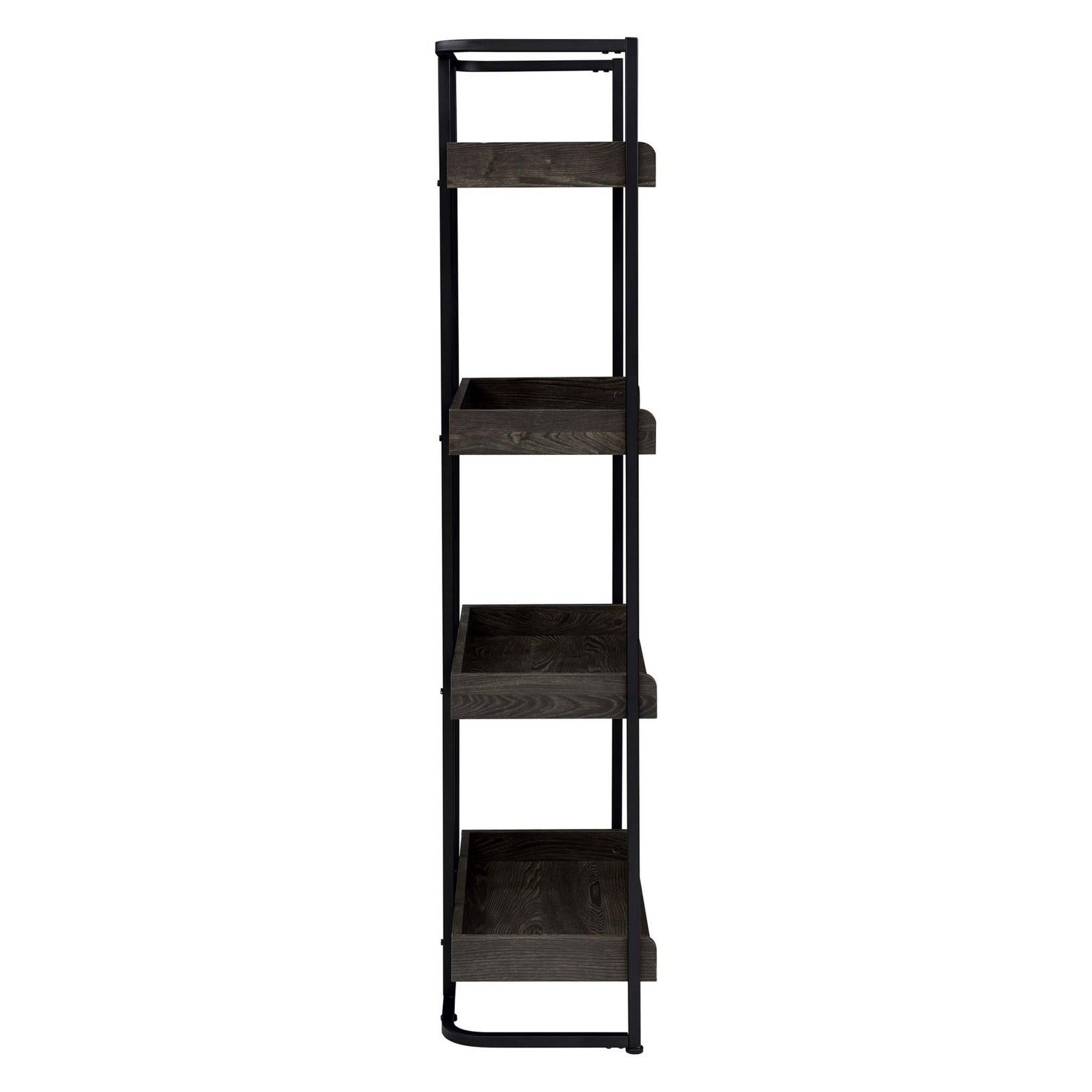 Ember 4-shelf Bookcase Dark Oak and Sandy Black 803412