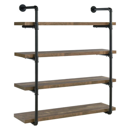 Elmcrest 40-inch Wall Shelf Black and Rustic Oak 804417