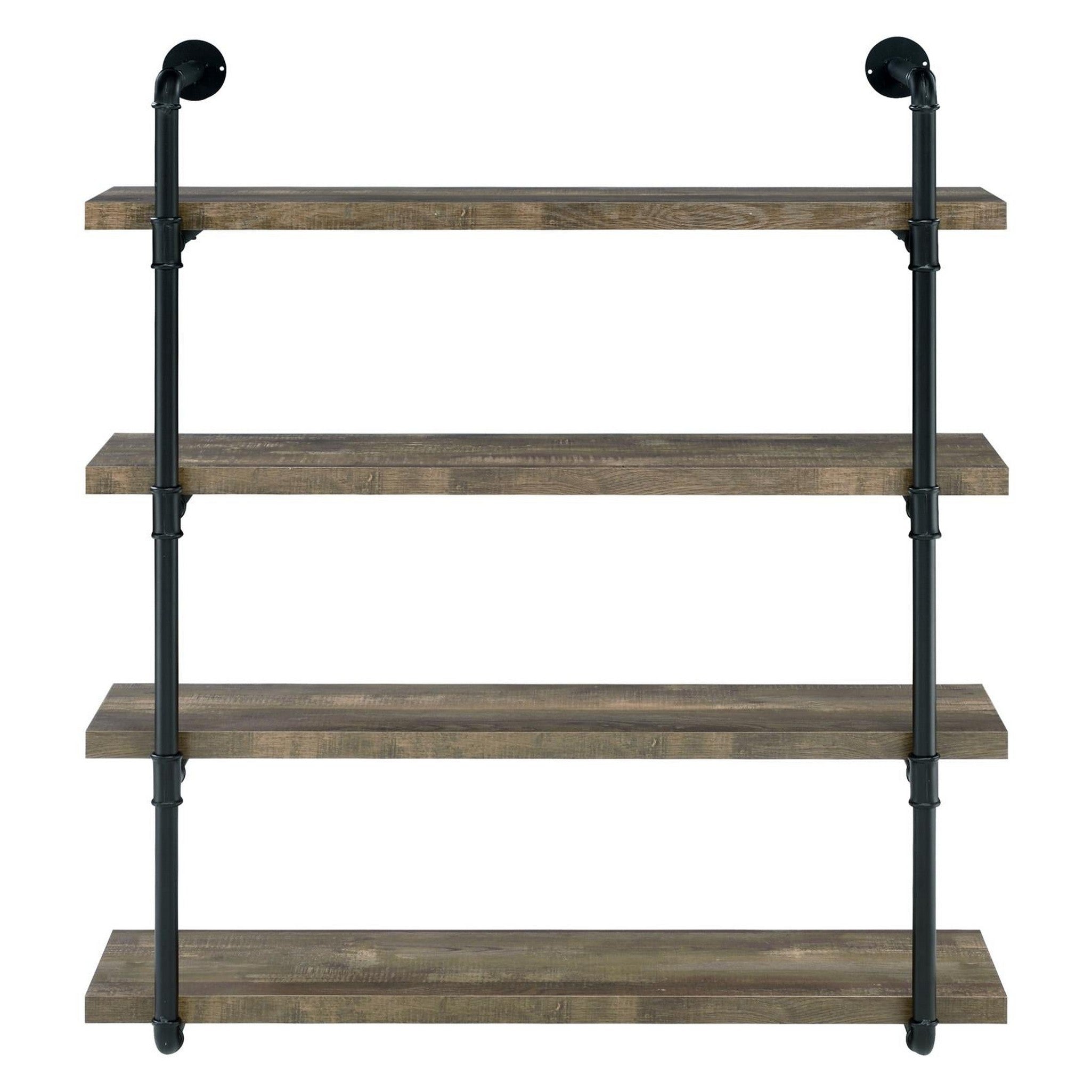 Elmcrest 40-inch Wall Shelf Black and Rustic Oak 804417