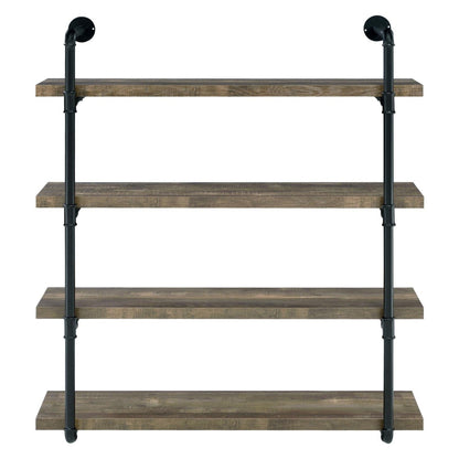 Elmcrest 40-inch Wall Shelf Black and Rustic Oak 804417