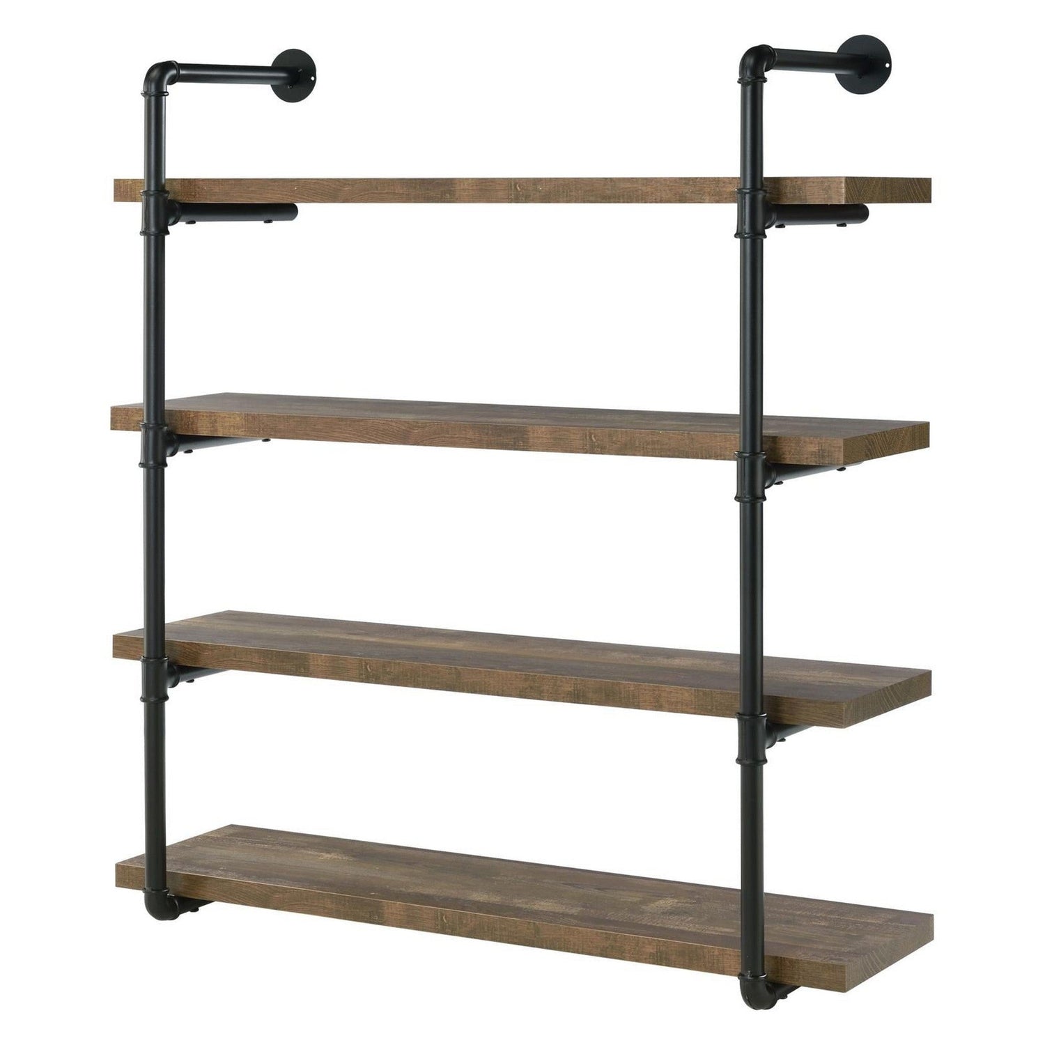 Elmcrest 40-inch Wall Shelf Black and Rustic Oak 804417