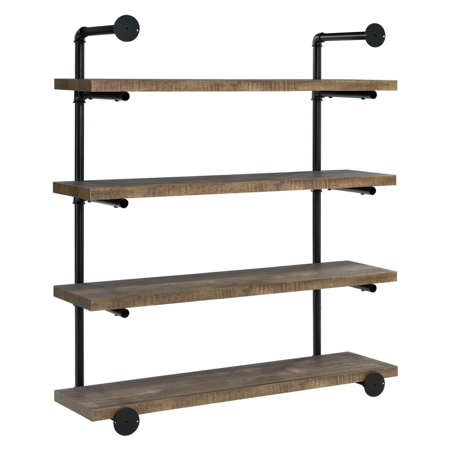 Elmcrest 40-inch Wall Shelf Black and Rustic Oak 804417