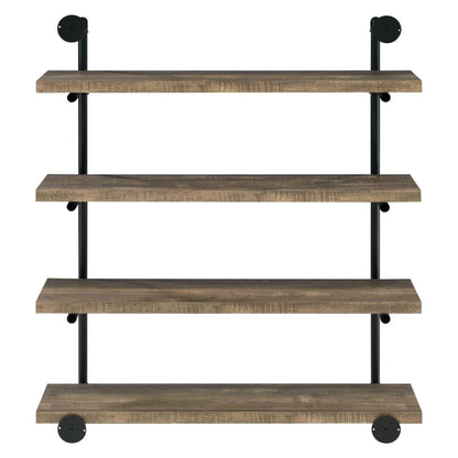 Elmcrest 40-inch Wall Shelf Black and Rustic Oak 804417