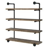 Elmcrest 40-inch Wall Shelf Black and Rustic Oak 804417