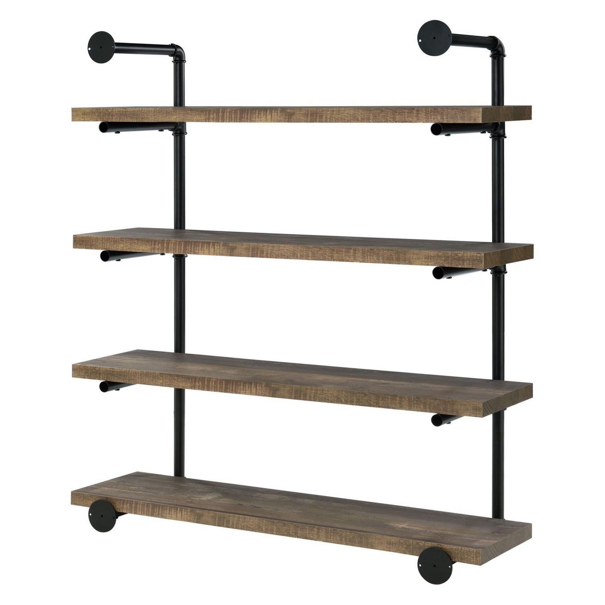 Elmcrest 40-inch Wall Shelf Black and Rustic Oak 804417