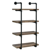 Elmcrest 24-inch Wall Shelf Black and Rustic Oak 804426