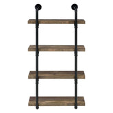 Elmcrest 24-inch Wall Shelf Black and Rustic Oak 804426