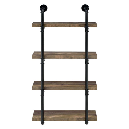 Elmcrest 24-inch Wall Shelf Black and Rustic Oak 804426