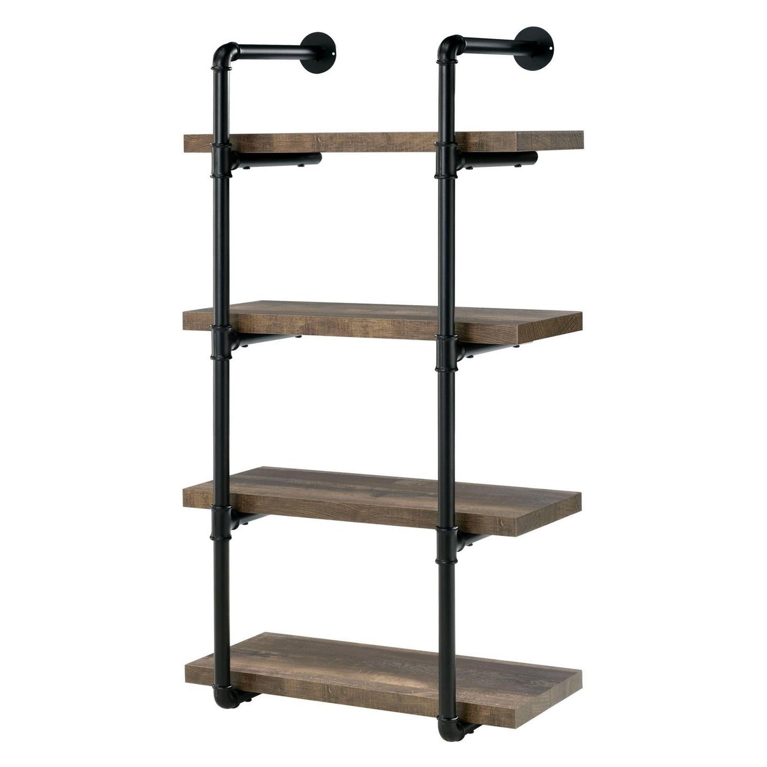 Elmcrest 24-inch Wall Shelf Black and Rustic Oak 804426