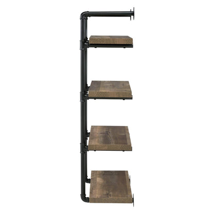 Elmcrest 24-inch Wall Shelf Black and Rustic Oak 804426