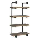 Elmcrest 24-inch Wall Shelf Black and Rustic Oak 804426