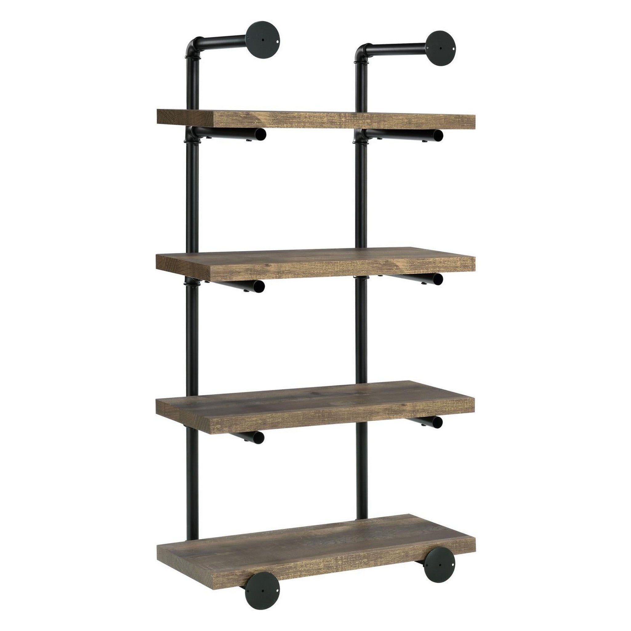 Elmcrest 24-inch Wall Shelf Black and Rustic Oak 804426