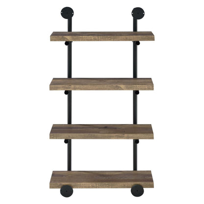 Elmcrest 24-inch Wall Shelf Black and Rustic Oak 804426