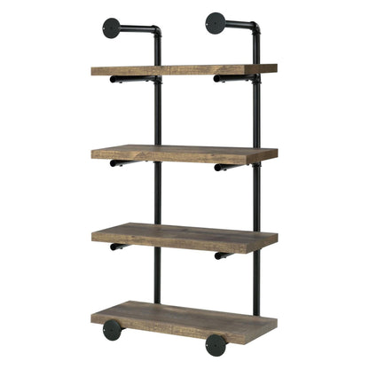 Elmcrest 24-inch Wall Shelf Black and Rustic Oak 804426