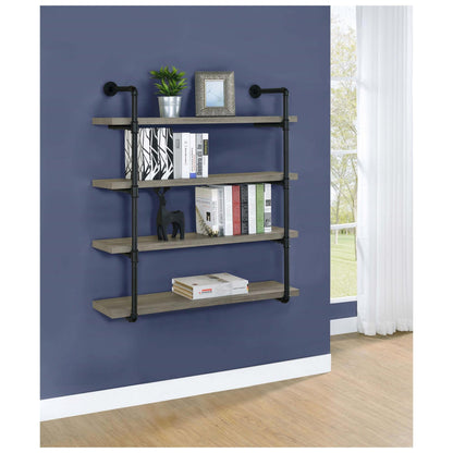 Elmcrest 40-inch Wall Shelf Black and Grey Driftwood 804427