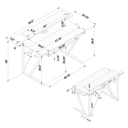 Tech Spec Tech Spec Gaming Desk with Cup Holder Gunmetal 804436