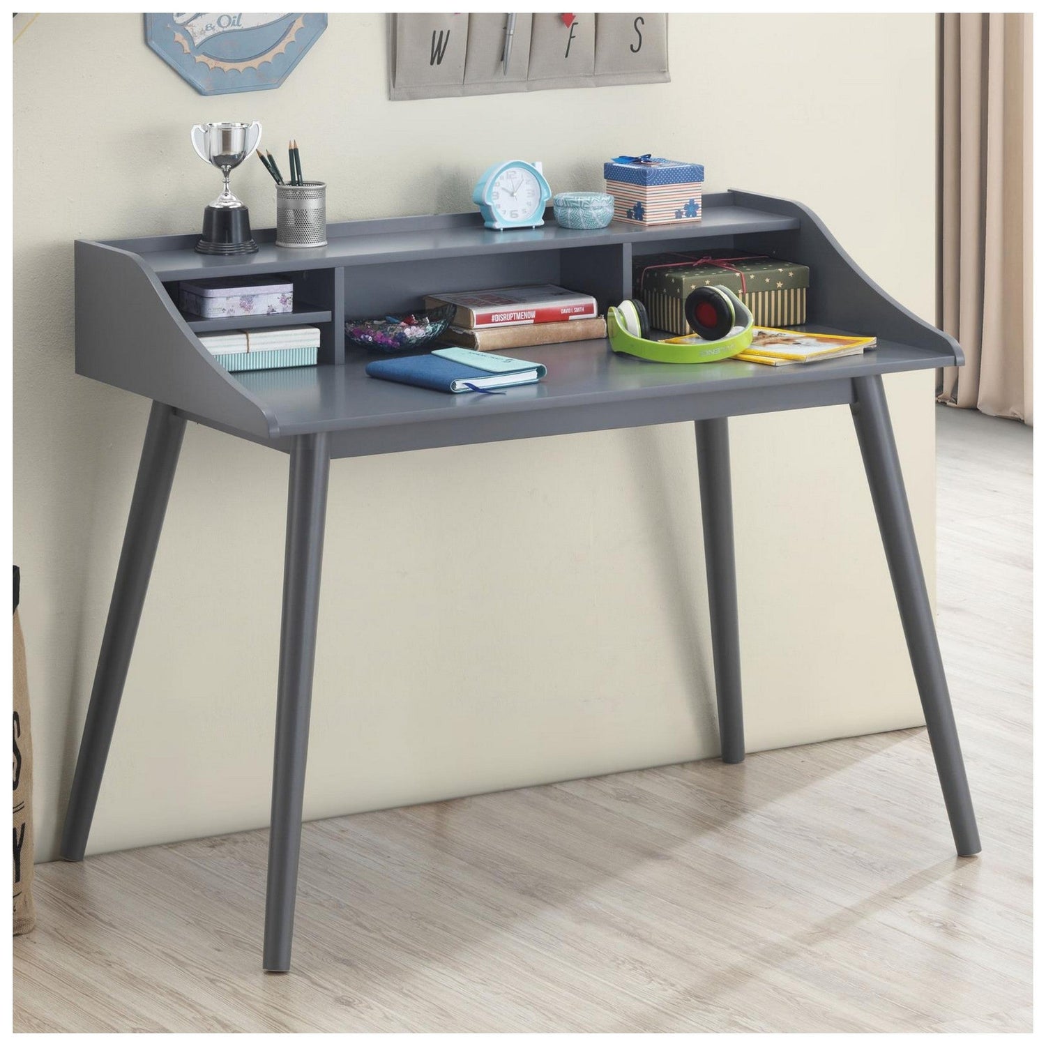 Percy 4-compartment Writing Desk Grey 804497