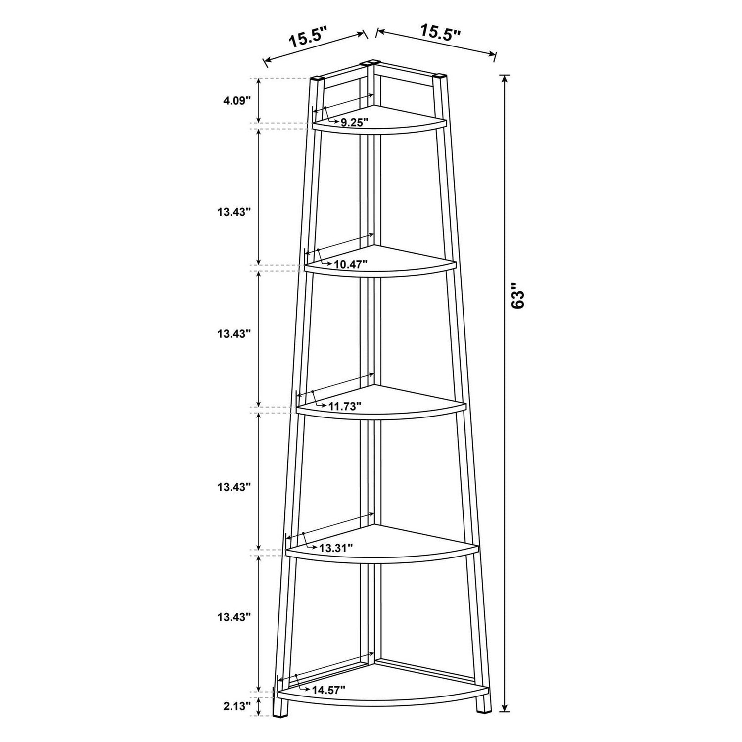 Jacksonville 5-tier Corner Bookcase Aged Walnut 805497